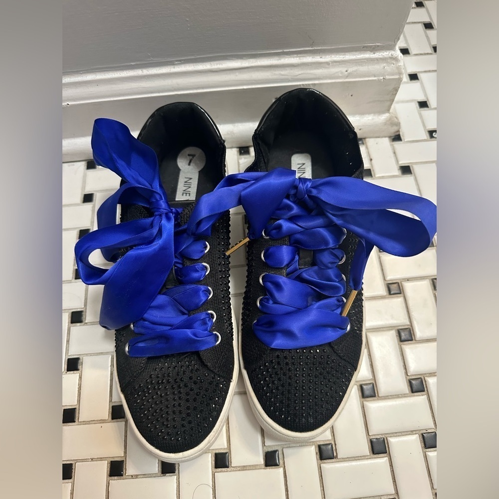 Nine West Black Sneakers with Blue Ribbon Laces